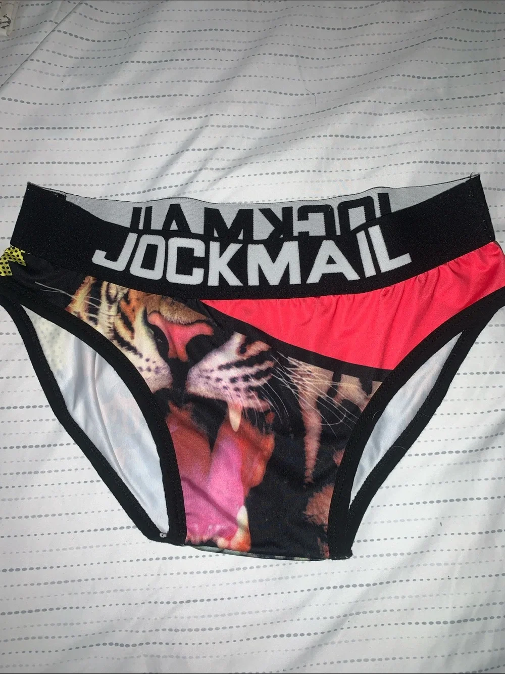 JOCKMAIL Men’s Tiger Graphic Briefs in Red and Black